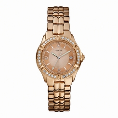 Guess Watches : W0148L3 Quartz Rose Gold Tone Stainless Steel Case And Bracelet Women Watch
