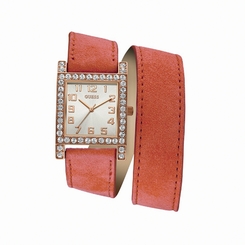 Guess Watches : W0158L2 Quartz White Dial Rose Gold Tone With Brown Leather Strap Women Watch