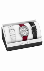 Guess Watches : W0162L4 Silver Dial Leather Women Watch