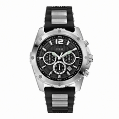 Guess Watches : W0167G2 Quartz Black Dial Stainless Steel Case With Black Silicone Strap Men Watch