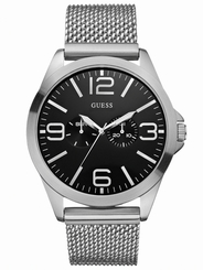 Guess Watches : W0180G1 Quartz Black Dial Stainless Steel Case And Bracelet Men Watch