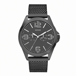 Guess Watches : W0180G2 Quartz Black Dial Stainless Steel Case With Stainless Steel Bracelet Men Watch