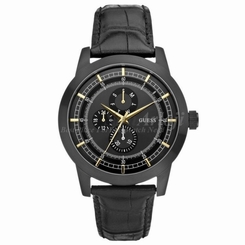 Guess Watches : W0187G3 Quartz Black Dial Stainless Steel Case With Black Leather Strap Men Watch