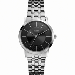 Guess Watches : W0190G1 Quartz Black Dial Stainless Steel Case And Bracelet Men Watch