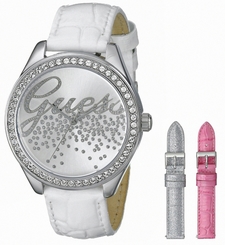 Guess Watches : W0201L2 Quartz Analog Interchangeable Leather Strap Set Women Watch