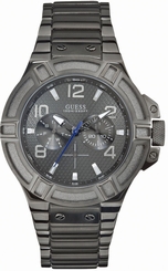 Guess Watches : W0218G1 Quartz Analog Day Date Grey Stainless Steel Men Watch