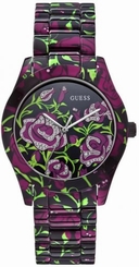 Guess Watches : W0226L1 Quartz Rose Printed Ion-Plated Stainless Steel Women Watch