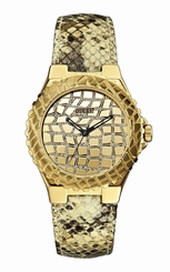 Guess Watches : W0227L2 Gold Dial Leather Women Watch