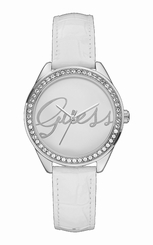 Guess Watches : W0229L1 White Dial Leather Men Watch