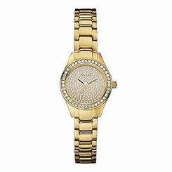 Guess Watches : W0230L2 Quartz Analog Crystal Pave Dial Crystal Bezel Gold Tone Stainless Steel Women Watch