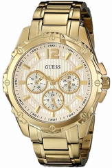 Guess Watches : W0232L2 Gold Tone Dial Stainless Steel Plated Band Women Watch
