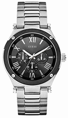 Guess Watches : W0246G1 Black Dial Stainless Steel Band Men Watch