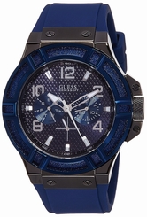 Guess Watches : W0248G5 Blue Dial Rubber Men Watch