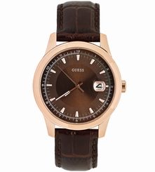 Guess Watches : W0250G2 Quartz Analog Date Brown Leather Men Watch