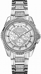 Guess Watches : W0286L1 Quartz Analog Day Date Silver Stainless Steel Women Watch