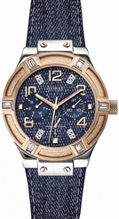 Guess Watches : W0289L1 Quartz Analog Day Date Blue Dial Leather Strap Women Watch