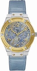 Guess Watches : W0289L2 Blue Dial Day & Date Stone Set Women Watch