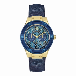 Guess Watches : W0289L3 Blue Dial Leather Women Watch