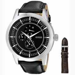 Guess Watches : W0293G1 Quartz Analog Interchangeable Leather Strap Set Men Watch