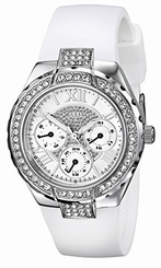 Guess Watches : W0300L1 Quartz Multifunction Dial Crystal White Silicone Women Watch