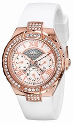 Guess Watches : W0300L2 Quartz Multifunction Dial Crystal White Silicone Women Watch