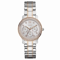Guess Watches : W0305L3 Quartz Multifunction Dial Two Tone Stainless Steel Women Watch