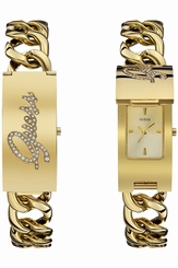 Guess Watches : W0321L2 Gold Tone Dial Stainless Steel Band Women Watch