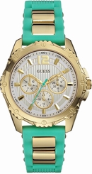 Guess Watches : W0325L4 Gold Tone Dial Rubber Band Women Watch