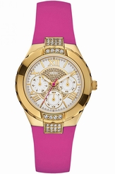 Guess Watches : W0327L2 White Silver Dial Rubber/silicone Band Women Watch