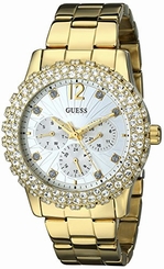 Guess Watches : W0335L2 Quartz Multifunction Dial Crystal Bezel Gold Tone Stainless Steel Women Watch