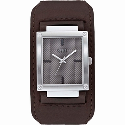 Guess Watches : w0359g1 Grey Dial Leather Men Watch