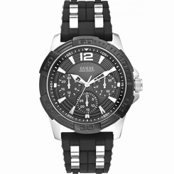 Guess Watches : W0366G1 Quartz Multifunction Dial Black Silicone Men Watch