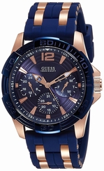Guess Watches : W0366G4 Blue Dial Day & Date 24 Hour Stone Set Men Watch