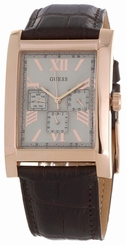 Guess Watches : W0370G3 Quartz Multifunction Dial Brown Leather Men Watch