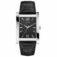 Guess Watches : W0372G1 Black Dial Leather Men Watch