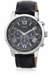 Guess Watches : W0380G3 Quartz Chronograph Blue Leather Men Watch