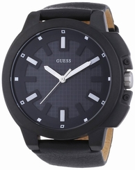 Guess Watches : W0382G1 Quartz Analog Black Leather Men Watch