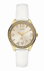 Guess Watches : W0402L1 White Dial Synthetic Leather Band Women Watch