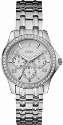 Guess Watches : W0403L1 Quartz Analog Day Date Silver Stainless Steel Women Watch