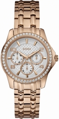 Guess Watches : W0403L3 Quartz Analog Crystal Bezel Rose Gold Tone Stainless Steel Women Watch