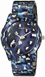 Guess Watches : W0425L1 Quartz Animal Print Blue Stainless Steel Women Watch