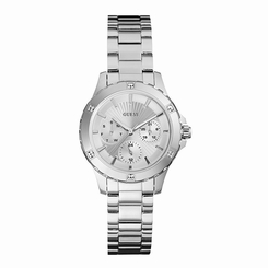 Guess Watches : W0443L1 Silver Dial Stainless Steel Band Women Watch