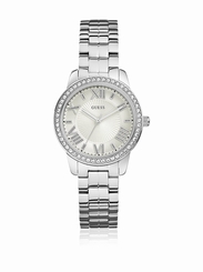 Guess Watches : W0444L1 Silver Dial Stainless steel Band Women Watch