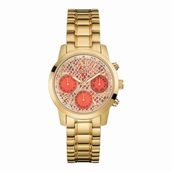 Guess Watches : W0448L7 Orange Dial Stainless Steel Band Women Watch