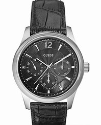 Guess Watches : W0475G1 Black Dial Leather Men Watch