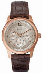 Guess Watches : W0475G2 Beige Dial Leather Men Watch