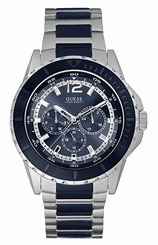 Guess Watches : W0478G2 Blue Dial Stainless Steel Band Men Watch