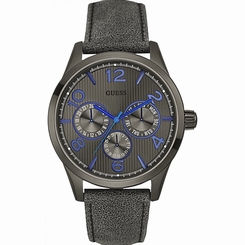 Guess Watches : W0493G4 Black Dial Calfskin Band Men Watch