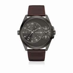 Guess Watches : W0505G4 Black Dial Calfskin Band Men Watch