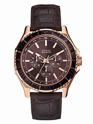 Guess Watches : W0520G1 Quartz Multifunction Dial Brown Leather Men Watch